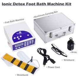 AW LCD Portable Ionic Detox Foot Bath Spa Machine with Fir Belt Manual for Home Health Beauty Tool with Carry Case