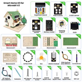 HOLASMART Microbit Smart Home Kit for Microbit V1 and V2,STEM Education Kit with Online Tutorial(Without Micro:bit and AAA Battery),Green