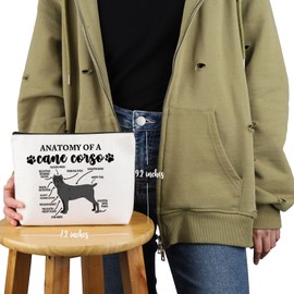 PYOUL Cane Corso Lover Gift Anatomy of a Cane Corso Makeup Bag Cane Corso Mama Cosmetic Bag Cane Corso Owner Gift, beige
