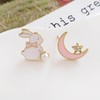 Cute Bunny Earrings Rabbit and Moon earrings Easter Earrings for