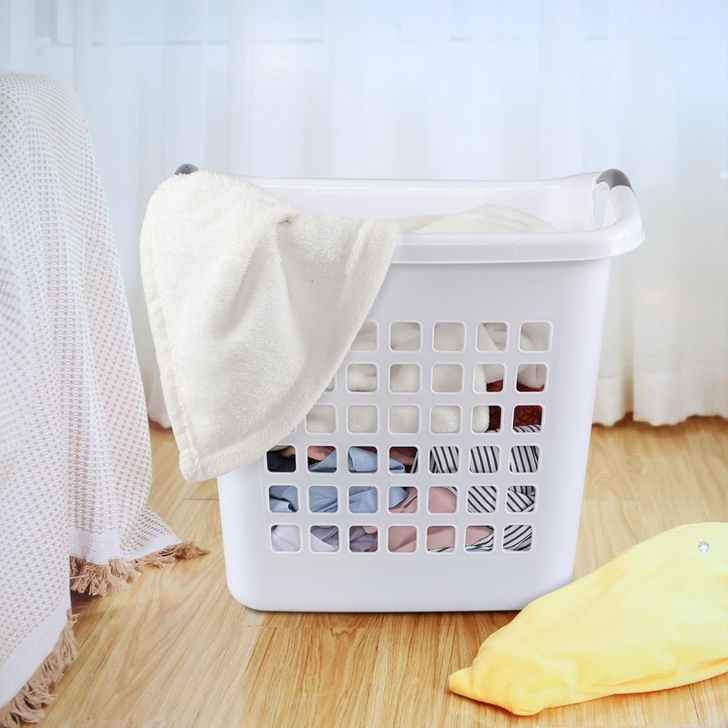 Anbers 4-Pack 72L Large Plastic Laundry Hamper Basket, White Dirty