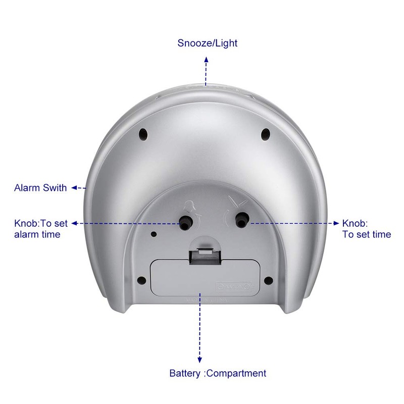 5.5" Silent Analog Alarm Clock Non Ticking, Gentle Wake, Beep