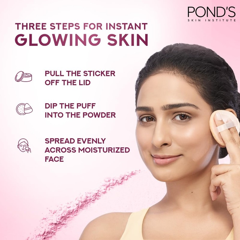 POND's Natural Glow Face Matte Powder, Pink Glow, 30g, For
