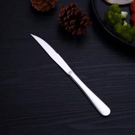 Berglander Stainless Steel Steak Knives Heavy Duty Steak Knife for Chefs Great For BBQ Weddings Dinners Parties Homes Kitchens Flatware Cultery set Silverware Pack of 6