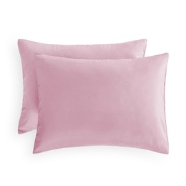 Wake In Cloud - Pair of Standard Pillowcases, 1000TC Ultra Soft Microfiber Pillow Covers, Dusty Pink, Standard Size 48x74 cm