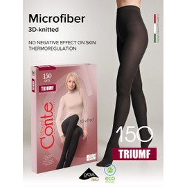 Conte America Double Layer Microfiber Warm Opaque Winter Tights Triumf 150 den, Grey (Graphite), XX-Large