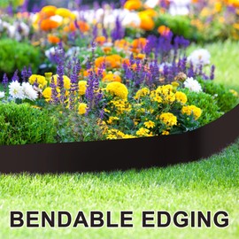 TMEE Landscape Edging Border 40 inch Strips, 7 inch Depth Hammer in Metal Edging for Landscaping, Backyard/Lawn/Garden/Playground, 5 Pack, Black