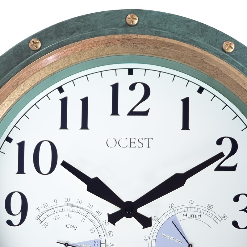 OCEST 16 Inch Indoor Outdoor Clock, Waterproof Wall Clock with