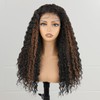 Curly Brown Highlight Wig 13x4 Synthetic Lace Front Wig 24