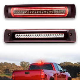 ZDEERAOTO Smoked Lens LED 3rd Third Brake Light Replacement for Chevy Colorado Canyon 2015-2023 Pickup Trucks,Roof Cargo Light Center High Mount Stop Lamp Smoked Lens (WHITE+RED)