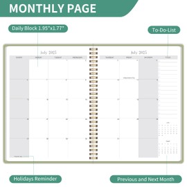 Monthly Planner 2025-2027 Hardcover with Calendar planner from July 2025- June 2027,Monthly Goals,Tasks,Notes,Priorities & Reminders, 11" x 9", 24 Months for School Office Home Planning, Green