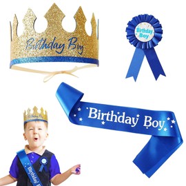 Makuki Birthday Crown, Brooch, Set of 3, Party Goods, Crown, Birthday Hat, Party Hat, Boy and Children, Birthday Party, Decoration, Photography, Birthday Party Accessories, Birthday Props