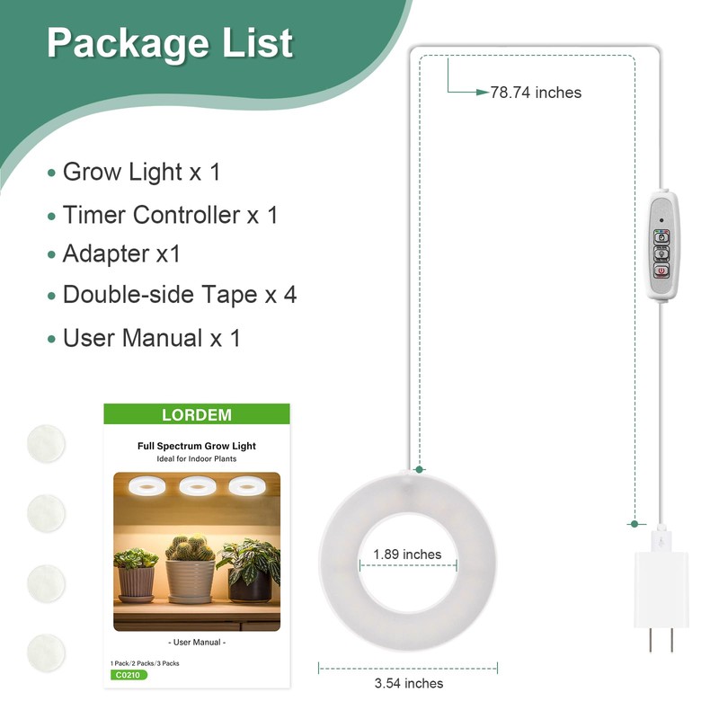 LORDEM Grow Light for Indoor Plants, 48 LEDs Ceiling Full