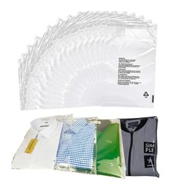 DVIVA 100 Clear Plastic SELF Seal Garment Clothing Bags with Safety Warning RESEALABLE Peel & Seal Polypropylene Clothes T-Shirt Shirt Display Postal Packing Postage Sacks MAILERS DVIVA (12" x 15")