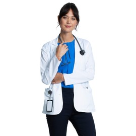 Cherokee Women Scrubs Lab Coat 28'' Consultation CK451, XS, White