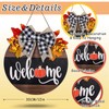 Whaline Fall Thanksgiving Welcome Sign Farmhouse Wooden Hanging Sign with