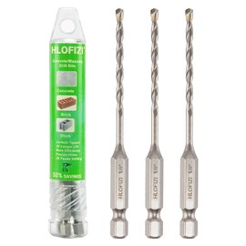 HLOFIZI 1/8" x 3-1/2" Masonry Drill Bits 1/8 inch Concrete Drill Bits Carbide Tipped Hammer Drill Bit, for Cement, Brick, Stone, Block, 3 Pack, Hex Shank