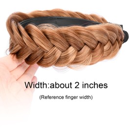Oplira Braided Headband With Tooth Wide Braid Messy Hair Hoop Women Fashion Hair Accessories (Strawberry Blonde)