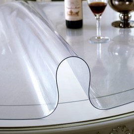 LovePads 2mm Thick Frosted Round Table Cover Protector 60 Inch Frosted Round Table Protector for Dining Room Table, Round Plastic Table Cover, Plastic Cover for Round Table, PVC Round Table Pads