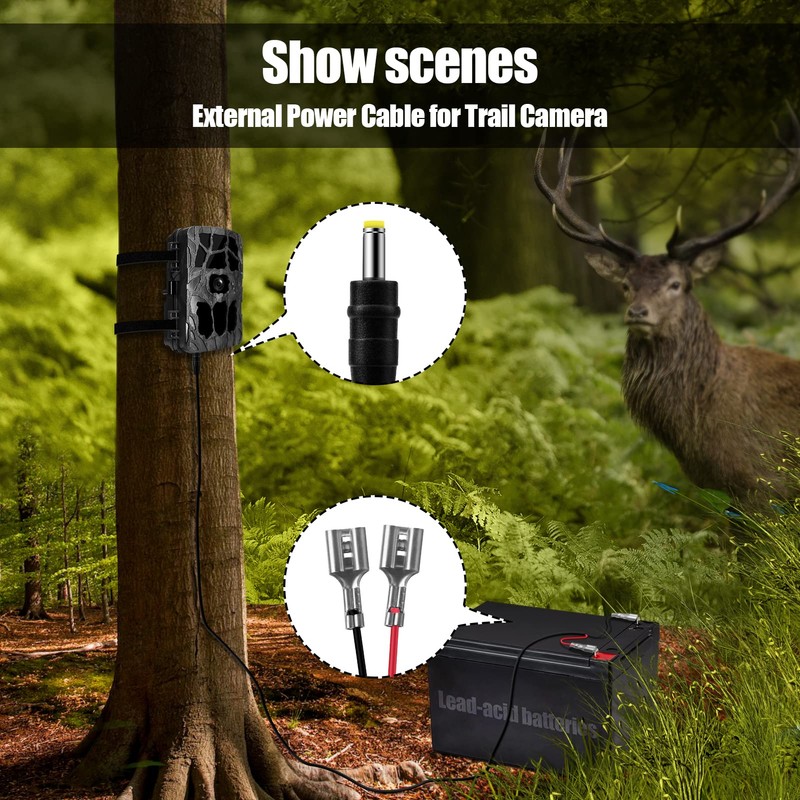 Yoizyfree 2 PCS Trail Camera Power Cord, 4.0x1.7mm DC External