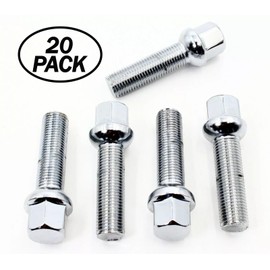 Set of 20 Veritek 14x1.5mm 2.75 Inch 45mm Shank Length 17mm Hex Chrome R12 Ball Seat Wheel Lug Bolts for Mercedes Mercedes S CL Class Sedans & GL GLK ML SUV Factory Wheels