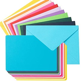 Wishop Sobres coloridos A7 y tarjetas en blanco, 24 sobres A7 y 24 tarjetas planas coloridas de 5 x 7 pulgadas para bodas, invitaciones, cumpleaños, b