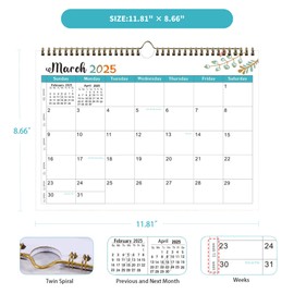ORANZI Wall Calendar 2025-2026, 18 Monthly Calendar From January 2025 to June 2026, 11.81“ x 8.66” Calendar Planner with Writing Blocks, Desk Calendar or Hanging Monthly Calendar with 2Pcs Sticker