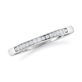 INSPEREZA NEW YORK 1/10 Carat 10K White Gold Round Lab Grown Diamond Petite Wedding Anniversary Stackable Band. (G Color, SI Clarity) - White - 7.5