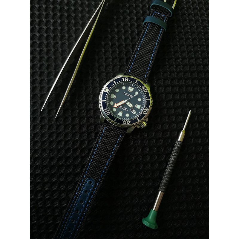 Hemsut Leather with Nylon Watch Strap 18 mm 20 mm