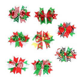 Ipetboom 8pcs Christmas Bow Knot Hair Clips for Women Adorable Xmas Hair Accessories with Classic Holiday Design Durable and Charming Barrettes for Party Wedding Photography