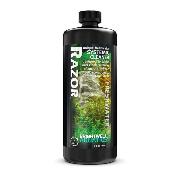 Brightwell Aquatics Razor Freshwater - System Cleaner That Targets & Cleans Surfaces of Rock, Decorations and Tank Walls, 1 Liter