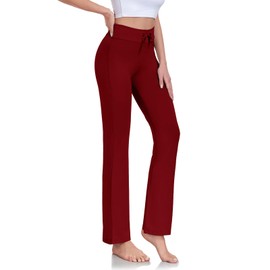 ADANIKI Women's Long Modal Comfy Drawstring Trousers Loose Straight-Leg for Yoga Running Sporting (Jujube red, XL)