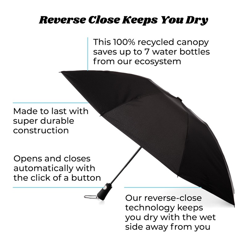 Totes Recycled InBrella - Reverse Close Umbrella - Foldable Umbrella