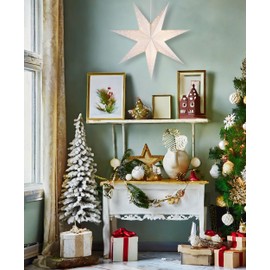 BRUBAKER Christmas Star for Hanging with E14 Socket - 60 cm Paper Star Set with 3.5 m Cable - 3D Advent Star - Window Decoration Luminous Star Hanging - White