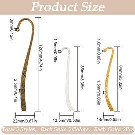 SUNNYCLUE 1 Box 18Pcs Metal Gold Bookmark Findings Alloy Bookmark Bulk Silver Tibetan Retro Vintage Carved Book Markers with Hanging Loops for Students Reading Making Supplies Craft Adult Women DIY