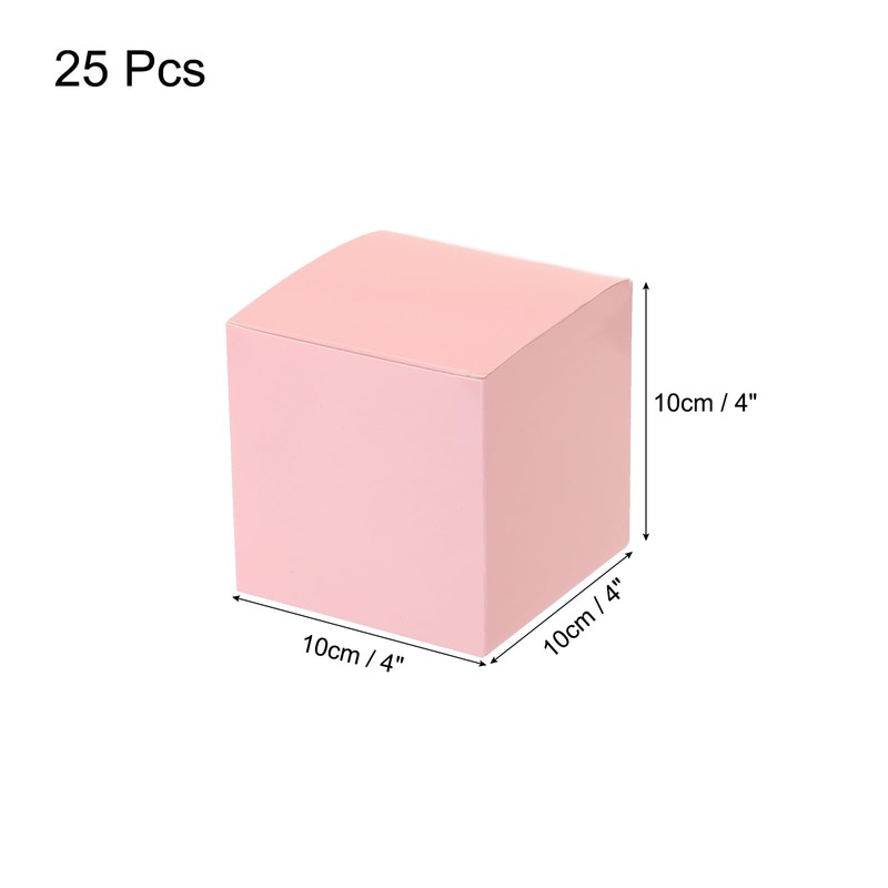 sourcing map 25 Pcs Pink Gift Boxes, 4"x4"x4" Kraft Paper