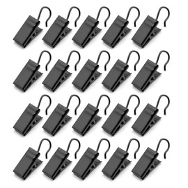 HappyHome 20pcs Curtain Clips Curtain Hooks Metal Strong Clips Curtain Liner Shower Curtain (Black)