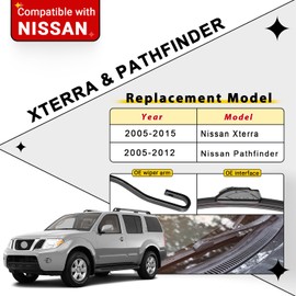 RAINTOK Windshield Wiper Blades Replacement for 2005-2015 Nissan Xterra / 2005-2012 Nissan Pathfinder Original Factory Quality Front Rear Wipers Blade Set for My Car - 24" 18" 12" (Pack of 3)