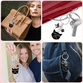 PLwelth 2Pcs Cat Mom Keychain Black Cat Keyring for Women Pet Lovers Funny Bag Charm for Handbags Cool Charm Accessories for Keys Backpack Purse Cute Novelty Keychain Gifts for Mother’s Day Christmas