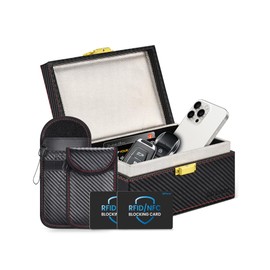 WHonor Faraday Box with Pouch 2 Pack for Car Keys and RFID Blocking Card 2 Pack, Keyless Car Key Signal Blocker Box, Car Key Safe Faraday cage RFID key box