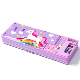 Pop Up Multifunction Pencil Case, Cute Cartoon Pen Box Organizer Stationery with Calculators, Sharpener, Schedule, School Supplies, Best Birthday Gifts for Kids