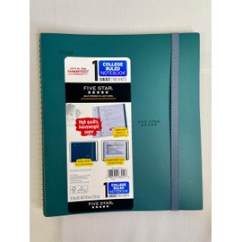 Five Star College-Ruled 1 Subject Notebook with Elastic Bungee Closure, 3-Pocket Divider, Covered Spiral, Plastic Cover, and Custom-Ruled Sheets to Keep Notes Organized - 100 Sheets 8.5" x 11" (Peackock - Dark Teal Green)
