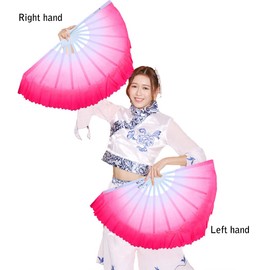 ZooBoo 1 Pair Plastic Taichi Kungfu Fan Dancing Fans Sports Folding Hand Fan 13 inch (Pink)