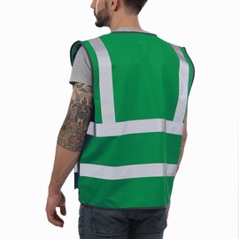 Dib Safety Reflective Vest High Visibility with Pockets and Zipper, Green 2XL