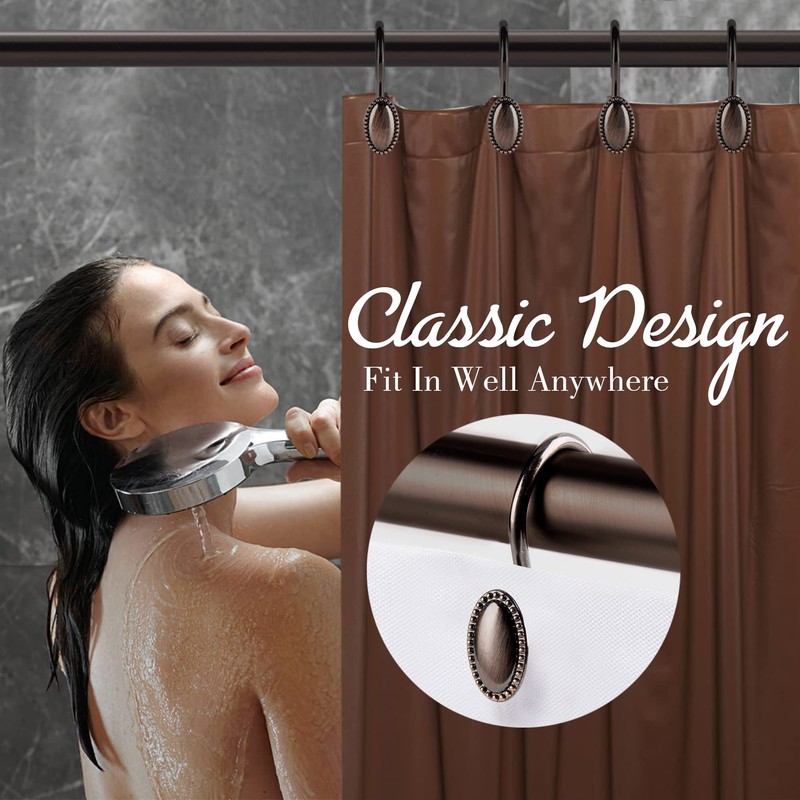 iToplin Metal Shower Curtain Hooks, Oil-Rubbed Bronze Rustproof Decorative Shower