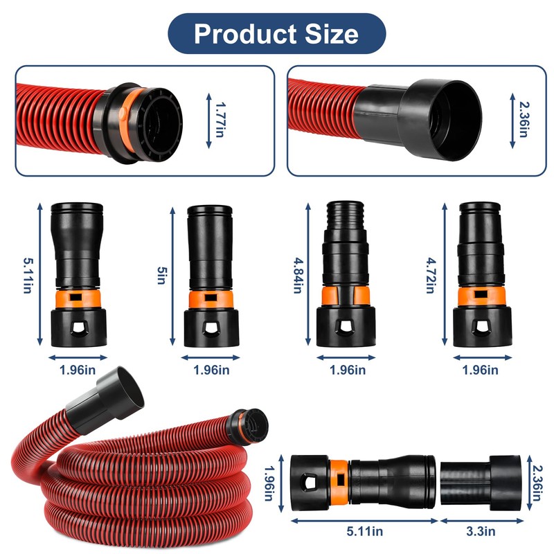 Donhallstar 1/4 Inch Dust Extractor Hose ，Shop Vac Hose Kit