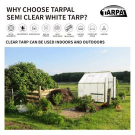 TARPAL 10'x12' Semi Clear White Tarp Waterproof Green House Cover with Grommets 7.5mil Clear Poly tarps for Gardening,Farm, Garden,Chicken Coops，Outdoor