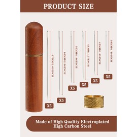 JIBENGAO 30 PCS Hand Sewing Needles Large Eye Hand Sewing Kit, 6 Sizes for Embroidery, Mending, DIY Crafts Needles for Hand Sewing – Includes Threaders & Thimble for Easy Sewing