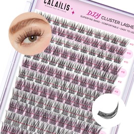 CALAILIS Individual Eyelashes, 132 Pieces, DIY Cluster Eyelashes, D Curl, Individual Eyelash Extensions, Volume Eyelash Clusters at Home (HD15-1, 10-16 Mix)