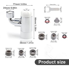 0XBIT Tap Attachment Swivelling Attachment Kitchen 720° Swivel Tap Aerator 4 Modes Tap Aerator Double Water Outlet for Kitchen Bathroom Tap